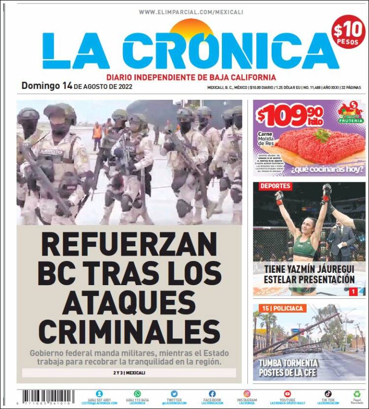 Portada de La Crónica de Baja California (México)