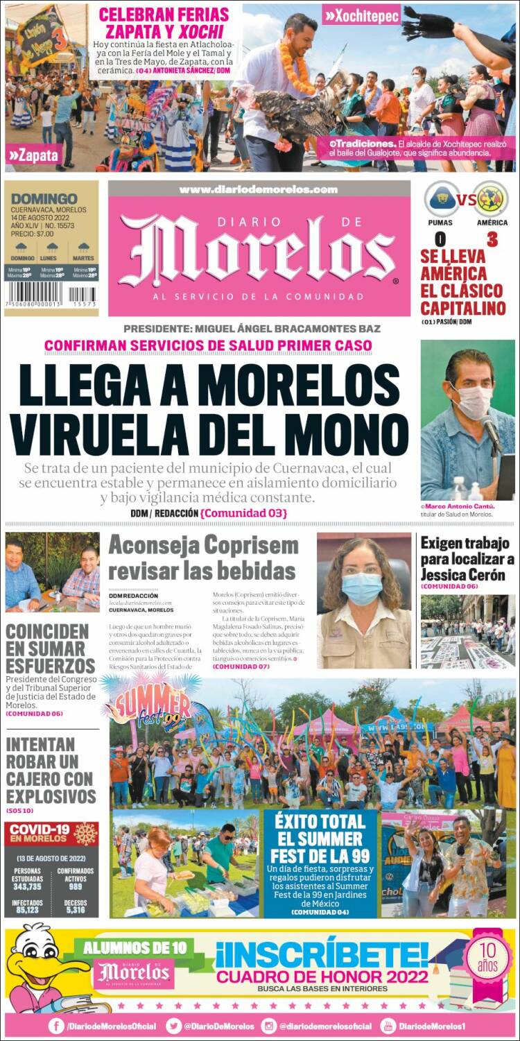 Portada de Diario de Morelos (México)