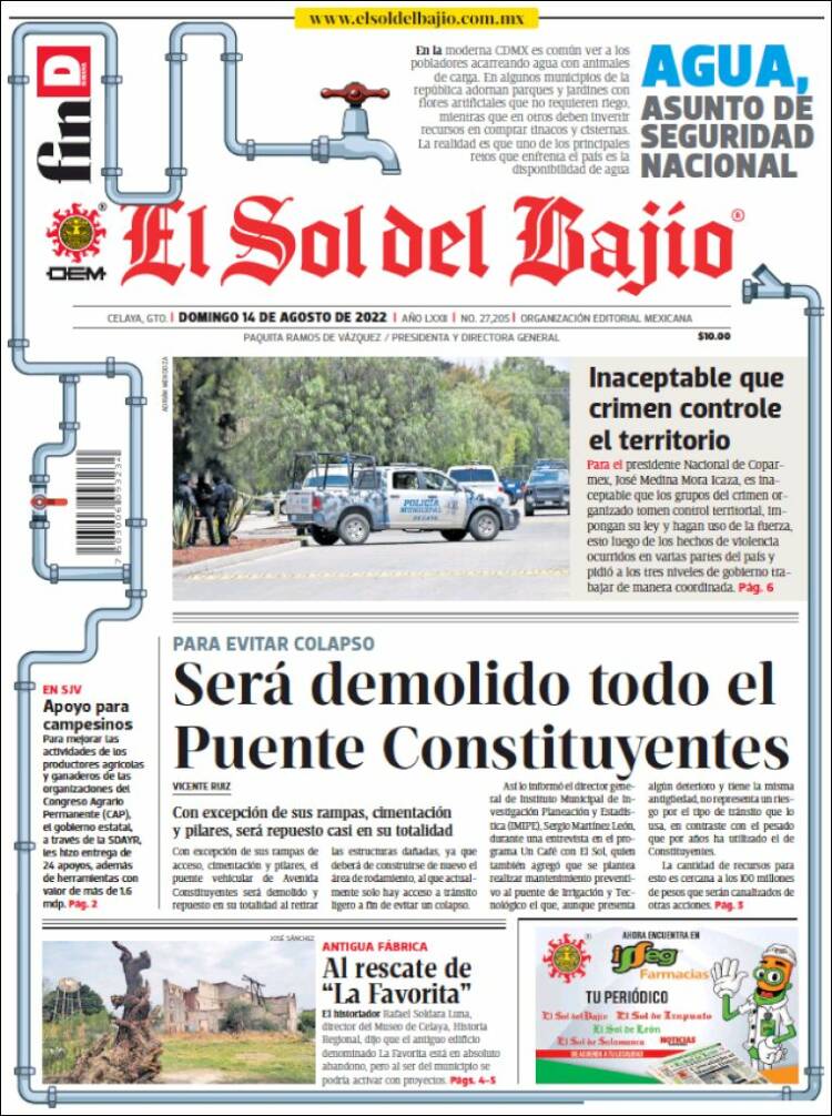 Portada de El Sol del Bajio (México)