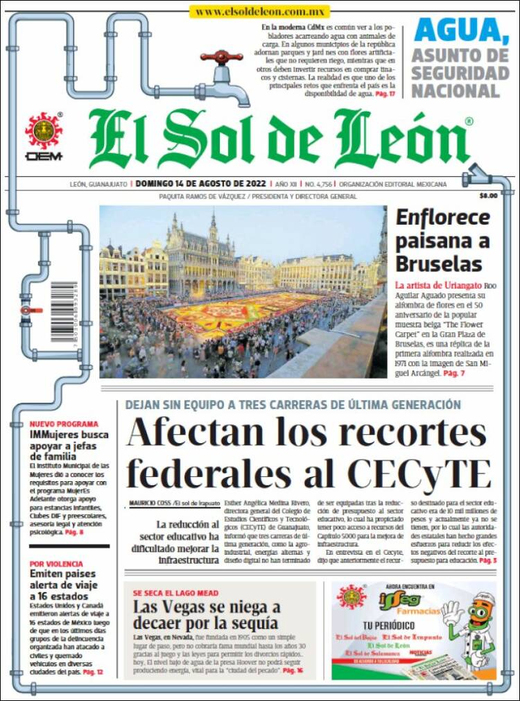 Portada de El Sol de León (México)