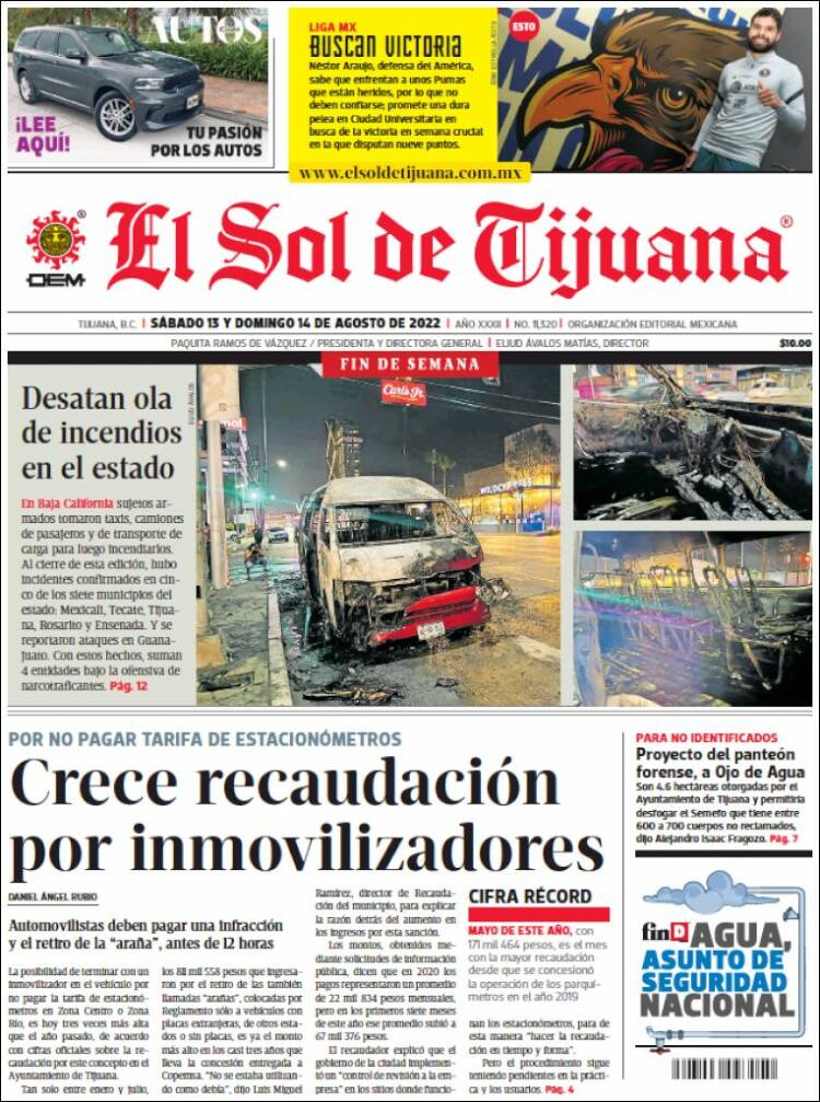 Portada de El Sol de Tijuana (México)