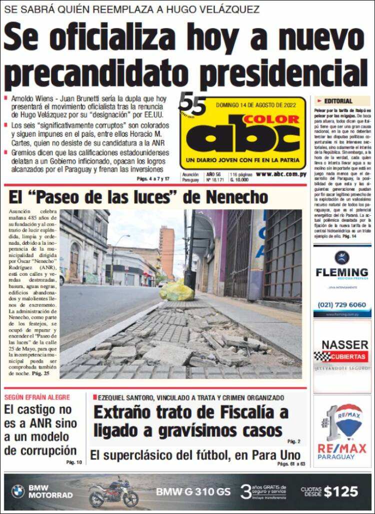 Portada de ABC Color (Paraguay)