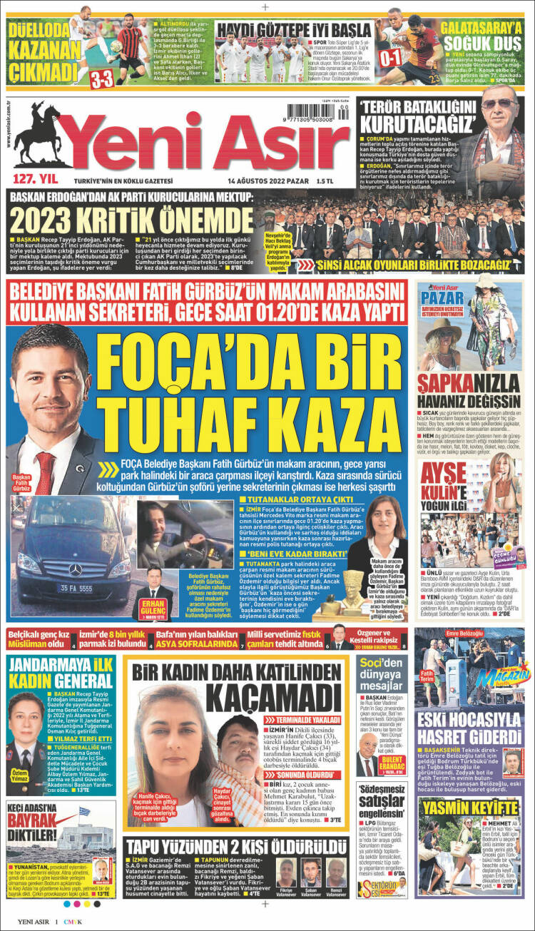Portada de Yeni Asır (Turqu&iacute;a)