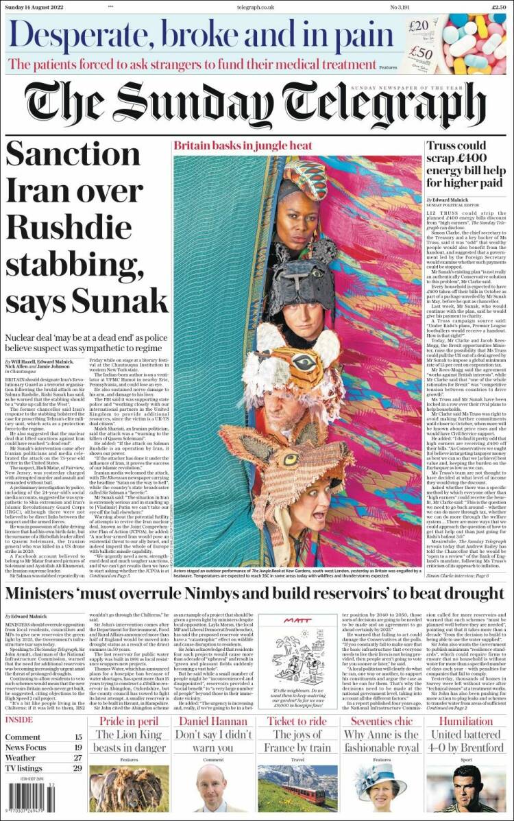 Portada de Daily Telegraph (Reino Unido)