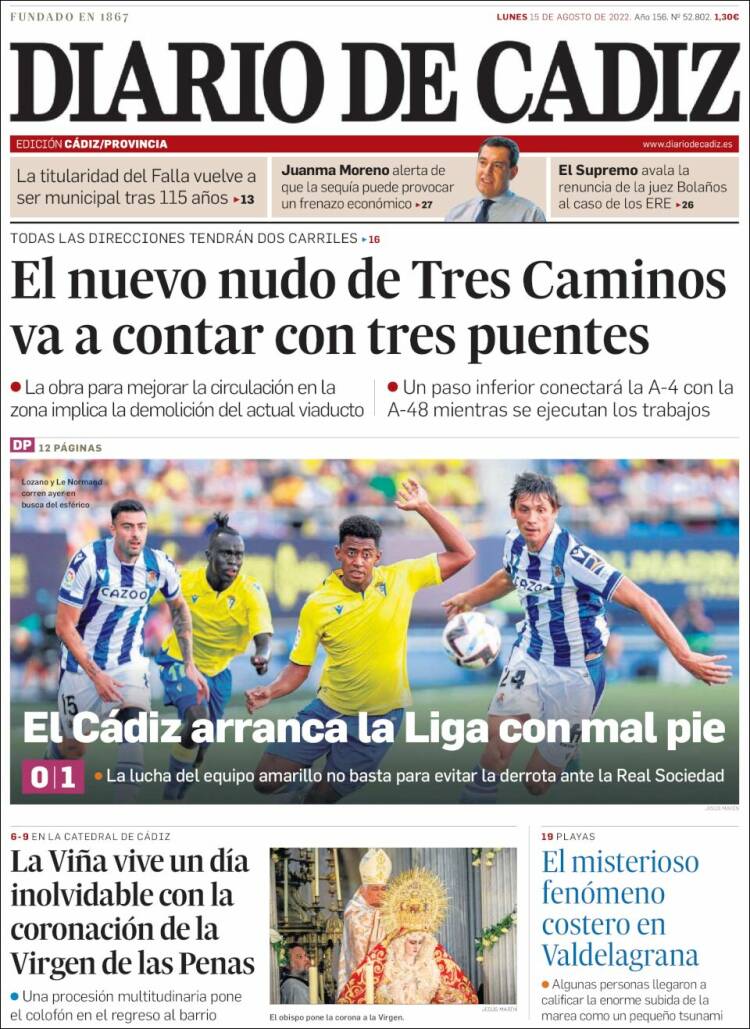 Portada de Diario de Cádiz (Espa&ntilde;a)