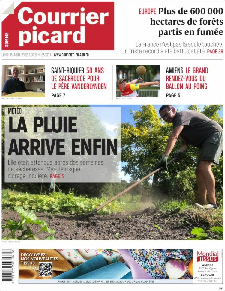 Portada de Courrier Picard (Francia)