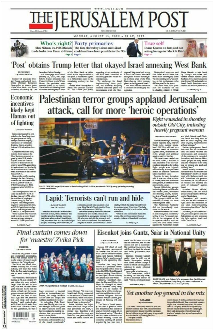 Portada de The Jerusalem Post (Israel)