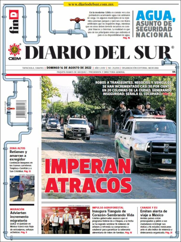 Portada de El Diario del Sur (M&eacute;xico)
