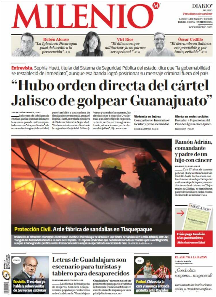 Portada de Milenio - Jalisco (M&eacute;xico)