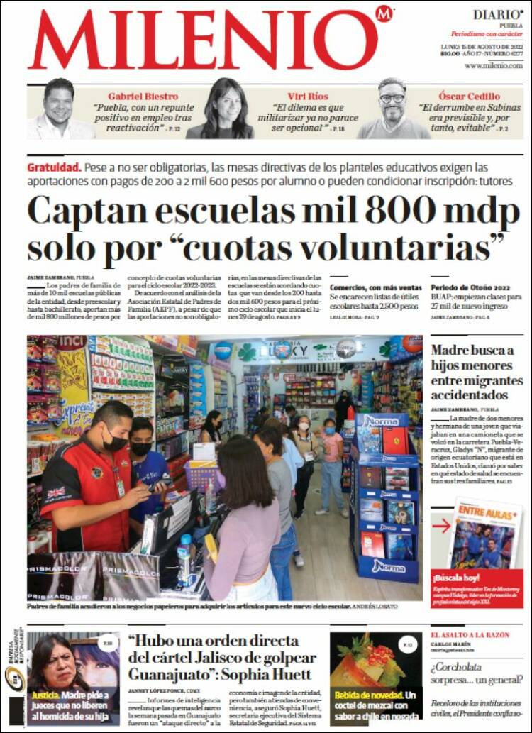 Portada de Milenio de Puebla (M&eacute;xico)