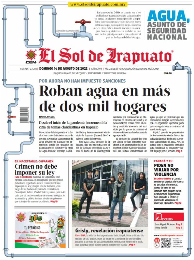 Portada de El Sol de Irapuato (M&eacute;xico)