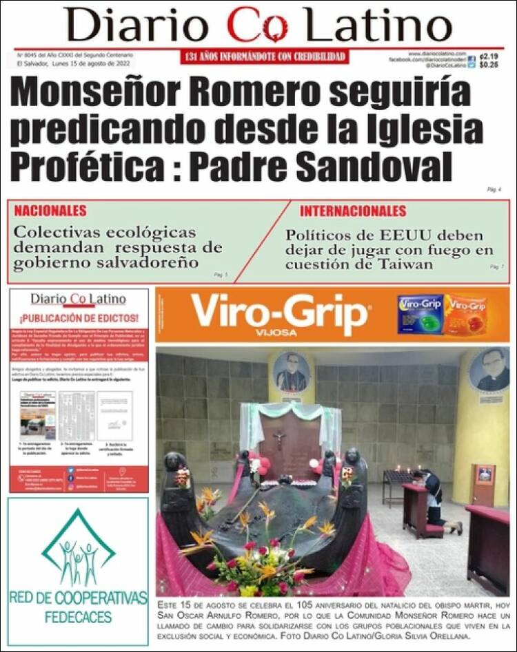 Portada de Diario Co Latino (El Salvador)