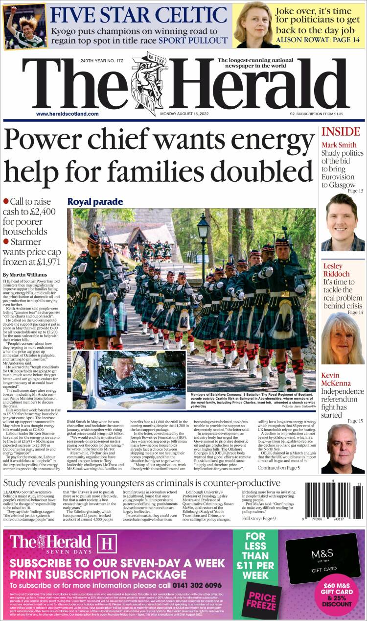 Portada de The Herald (United Kingdom)