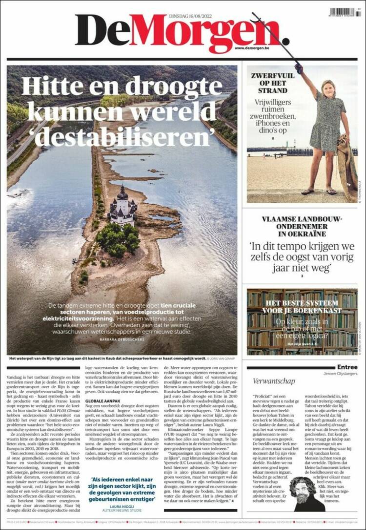 Portada de De Morgen (B&eacute;lgica)