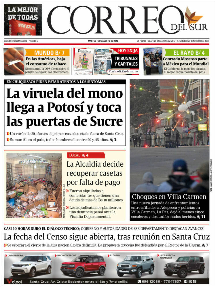Portada de Correo Sur (Bolivia)