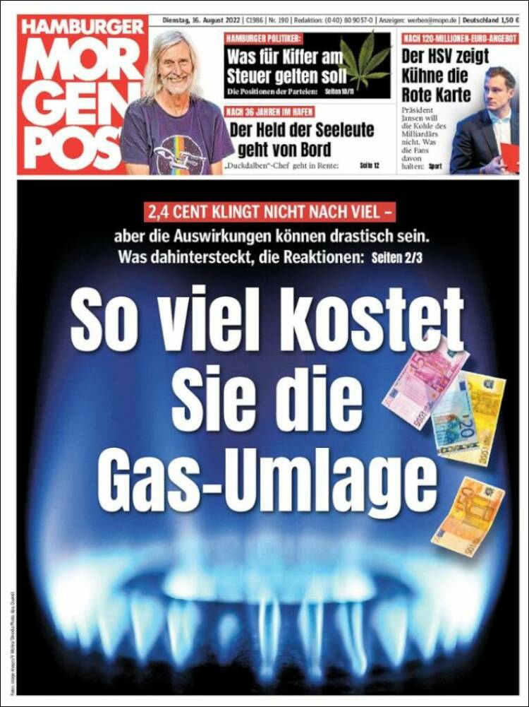 Portada de Hamburger Morgenpost  (Alemania)