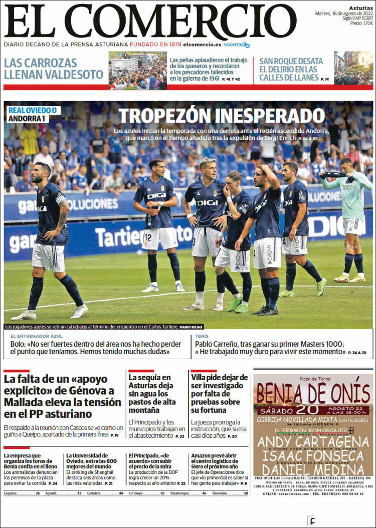 Portada de El Comercio (Espa&ntilde;a)