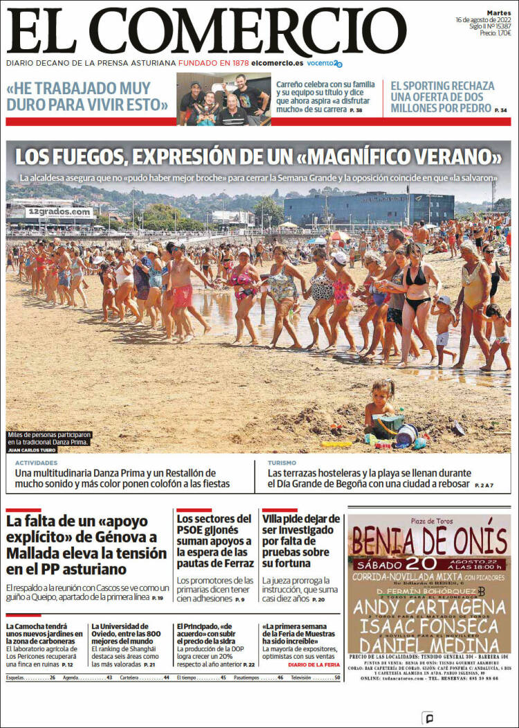 Portada de El Comercio - Gijón (Espa&ntilde;a)