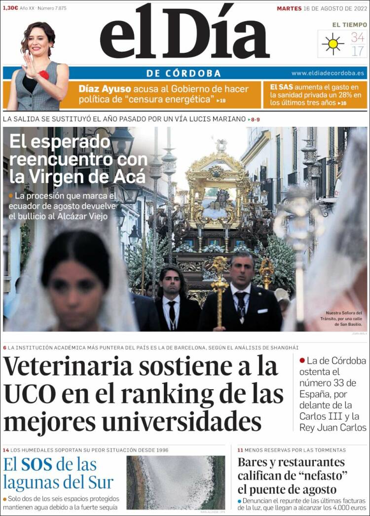 Portada de El Día de Córdoba (Espa&ntilde;a)