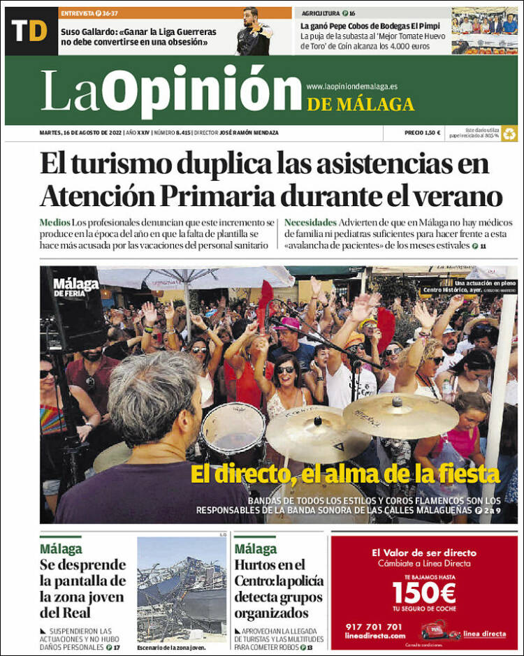Portada de La Opinión de Málaga (Espa&ntilde;a)