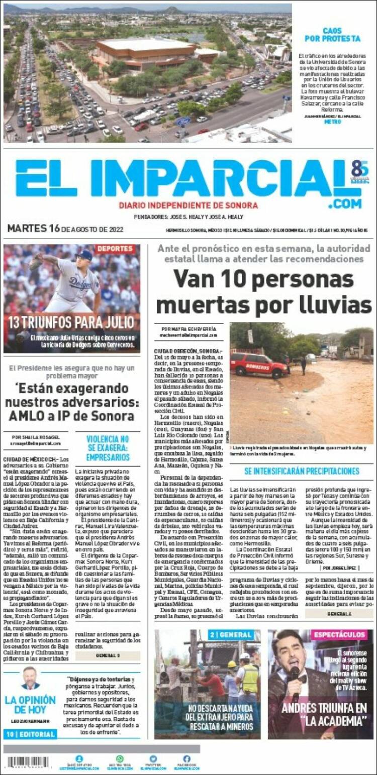 Portada de El Imparcial (M&eacute;xico)