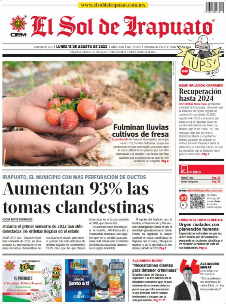 Portada de El Sol de Irapuato (M&eacute;xico)