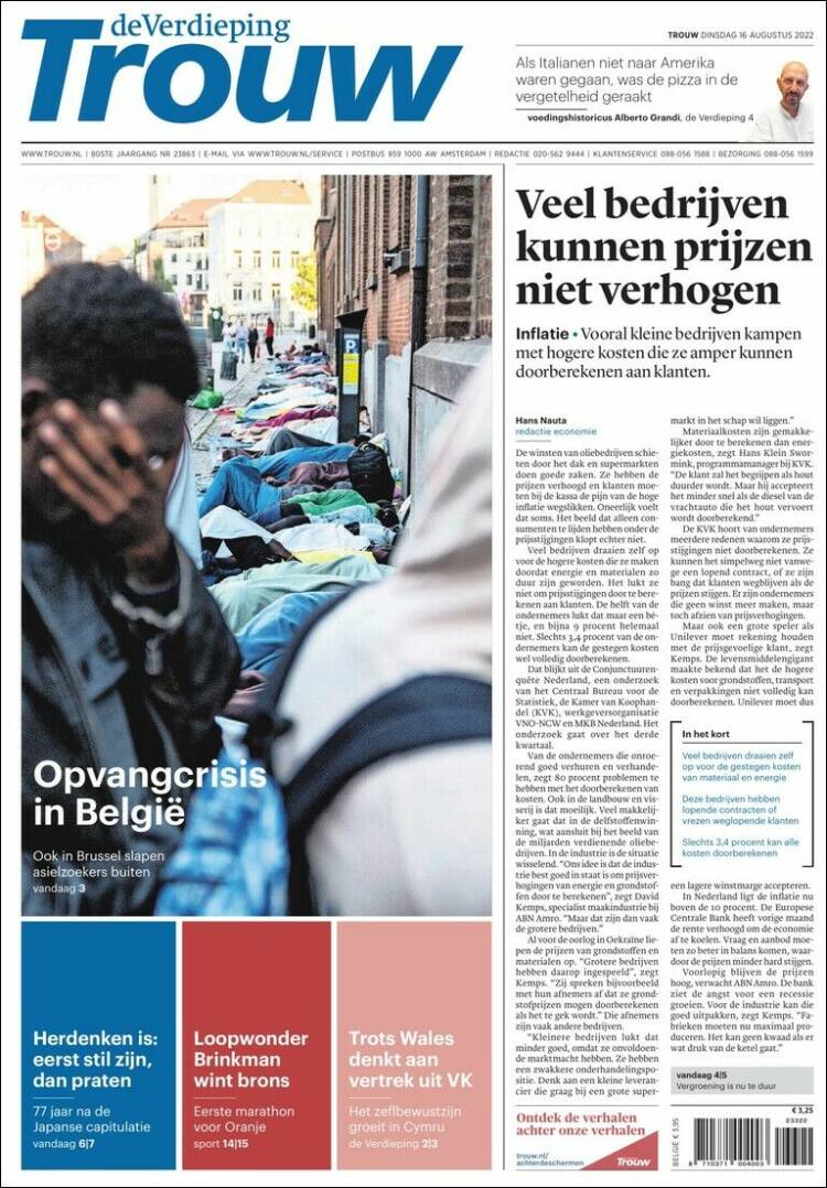 Portada de Trouw (Pa&iacute;ses Bajos)