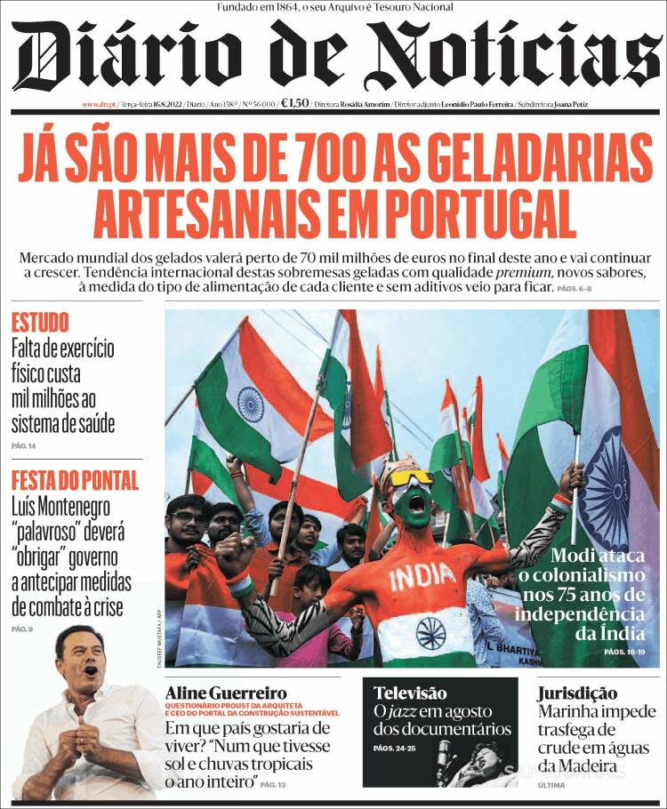 Portada de Diário de Noticias (Portugal)