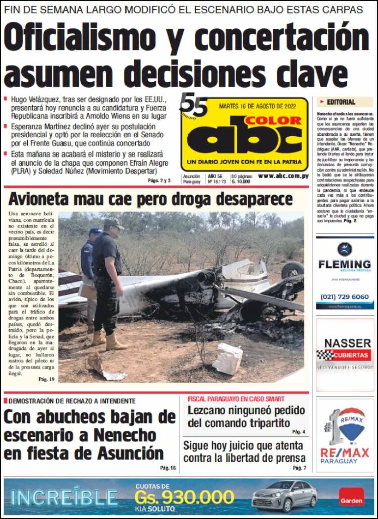 Portada de ABC Color (Paraguay)