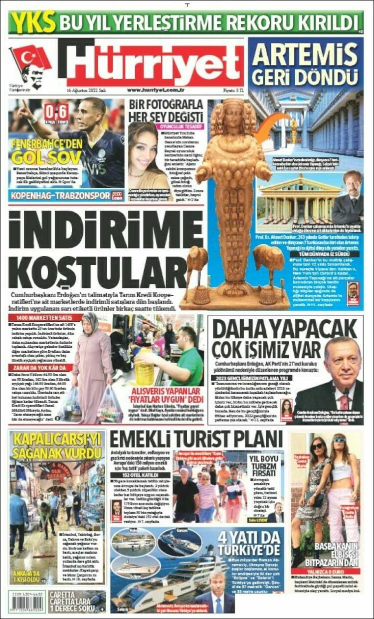 Portada de Hürriyet (Turqu&iacute;a)