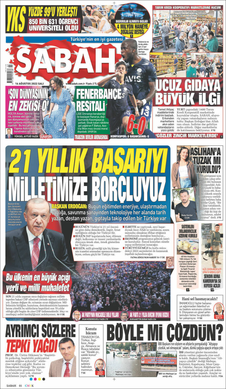 Portada de Sabah (Turqu&iacute;a)