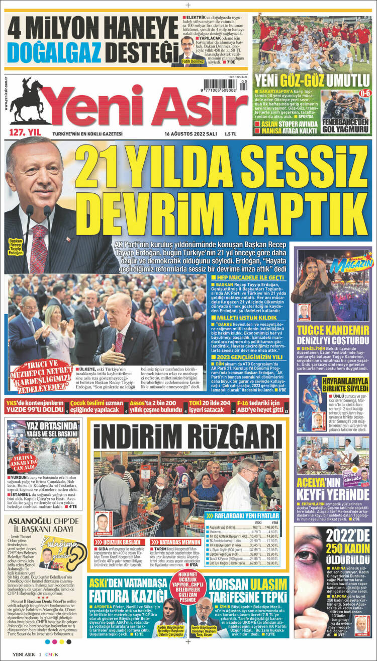 Portada de Yeni Asır (Turqu&iacute;a)
