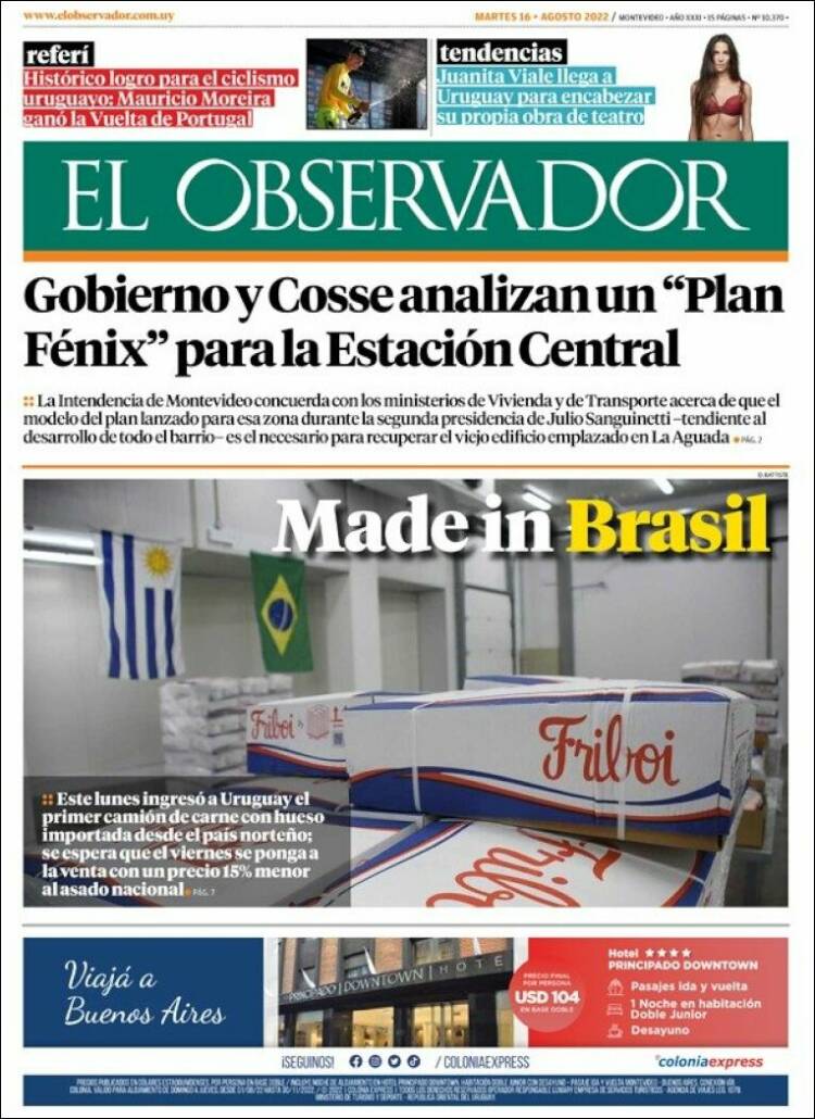 Portada de El Observador (Uruguay)