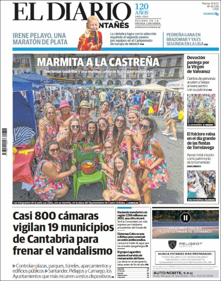 Portada de El Diario Montañés (España)