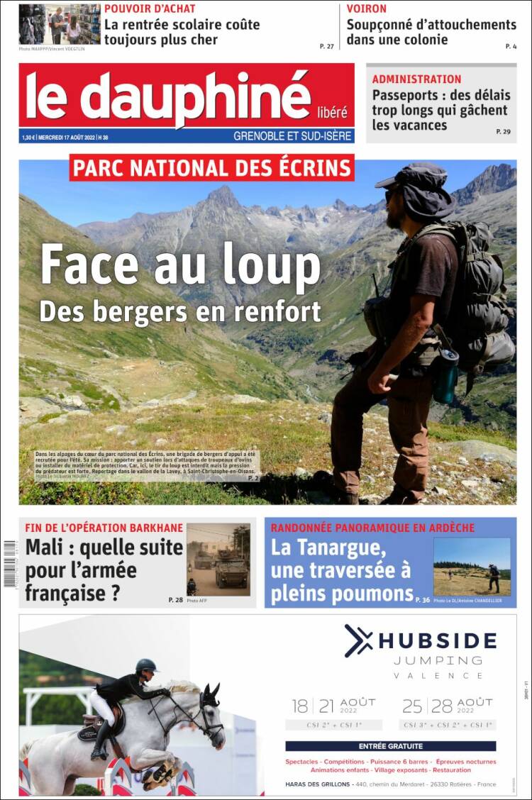 Portada de Le Dauphiné Libéré (Francia)