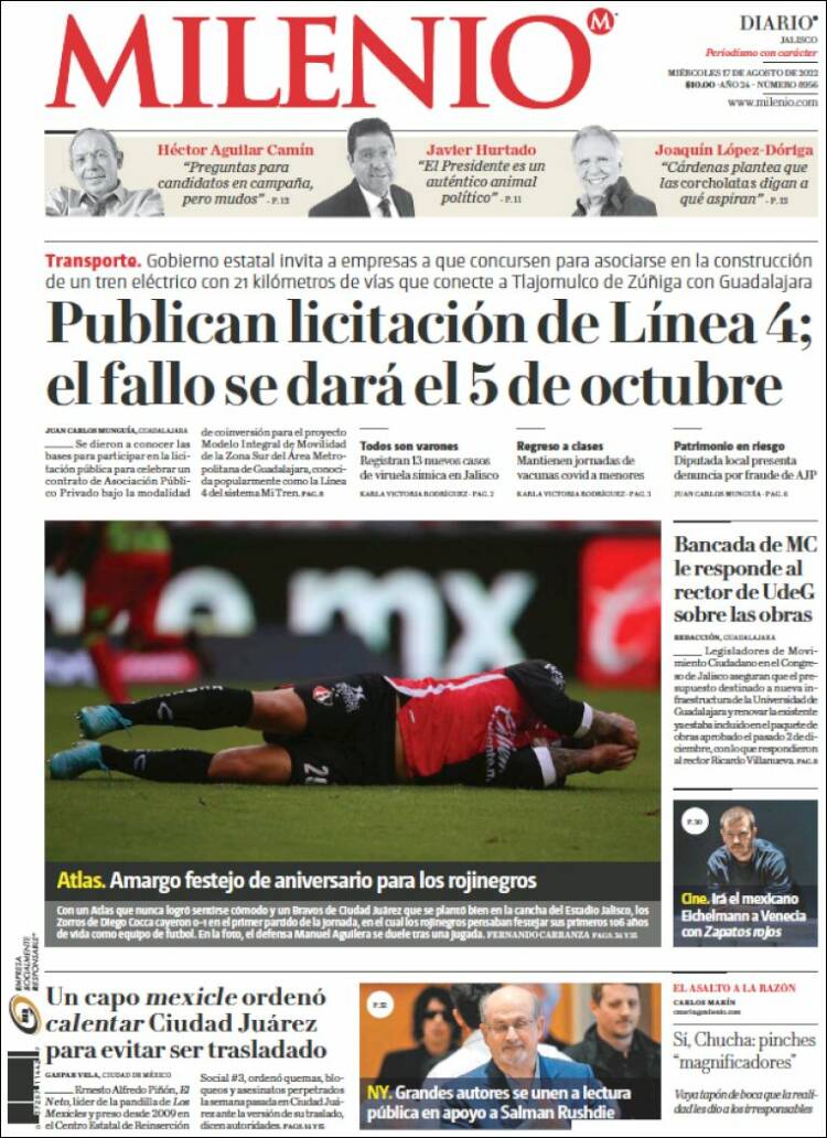 Portada de Milenio - Jalisco (México)
