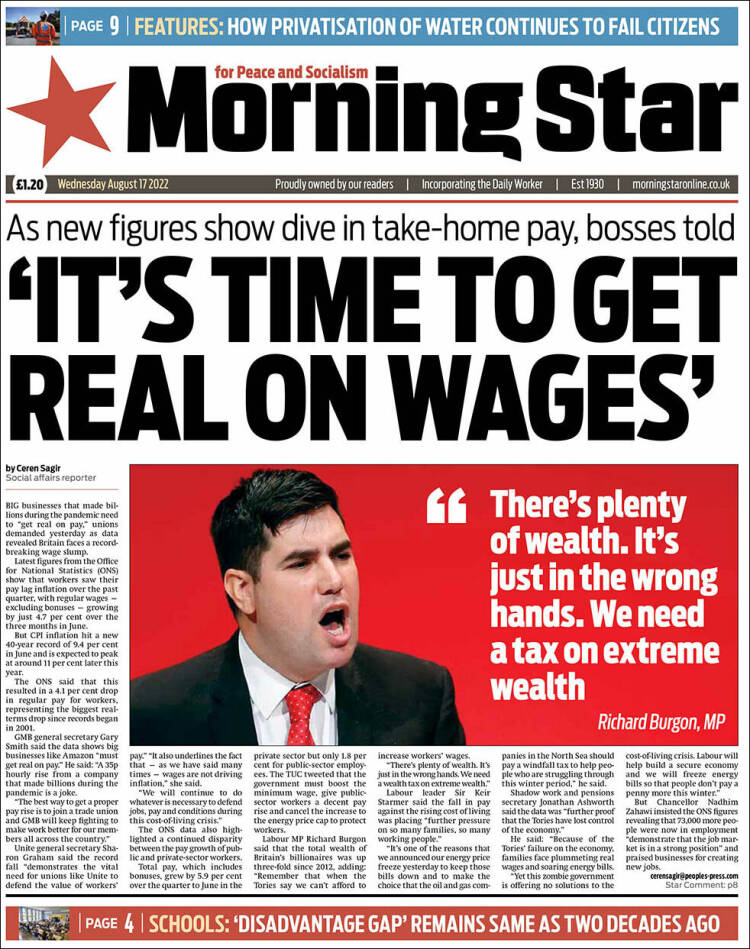 Portada de Morning Star (Reino Unido)