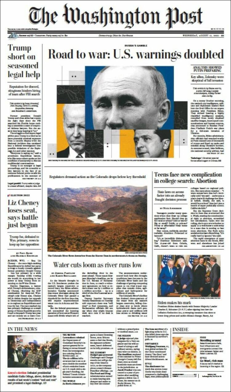 Portada de The Washington Post (USA)