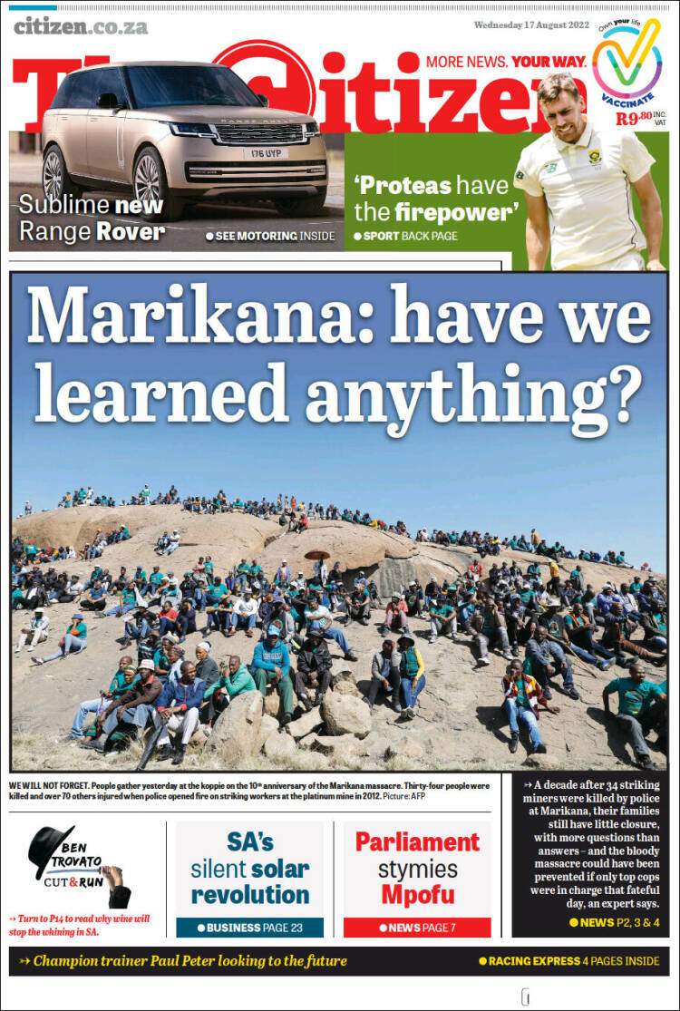 Portada de The Citizen (Sud&aacute;frica)