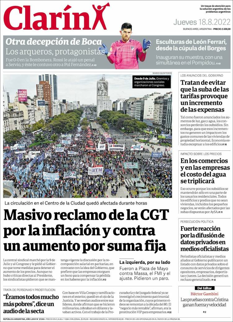 Portada de Clarín (Argentina)