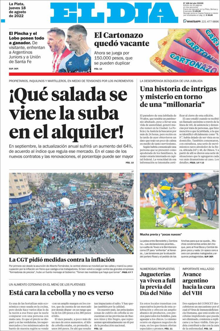 Portada de El Día de la Plata (Argentina)