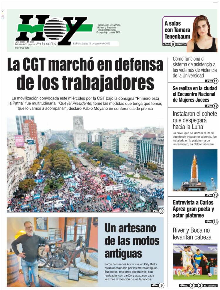 Portada de Diario Hoy (Argentina)