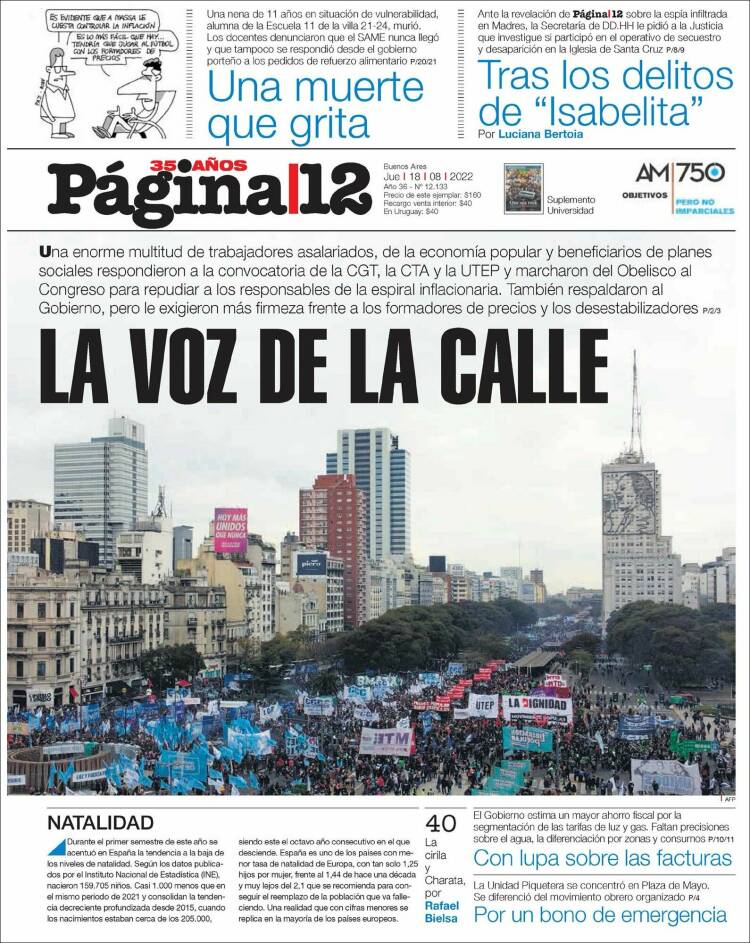 Portada de Página/12 (Argentina)