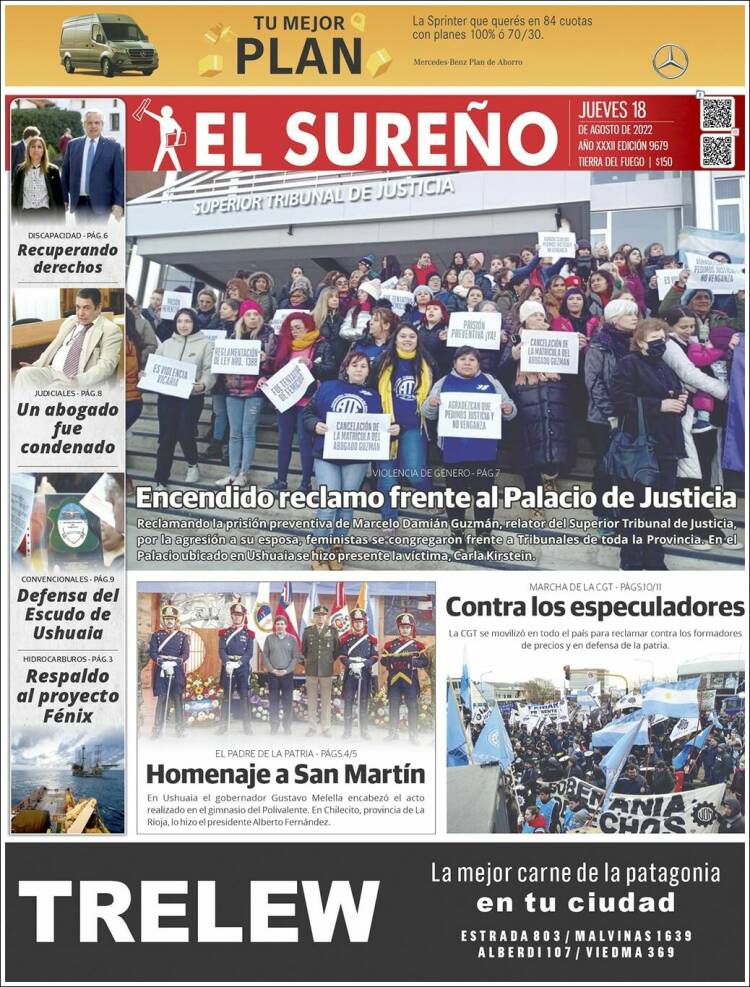 Portada de Diario El Sureño (Argentina)