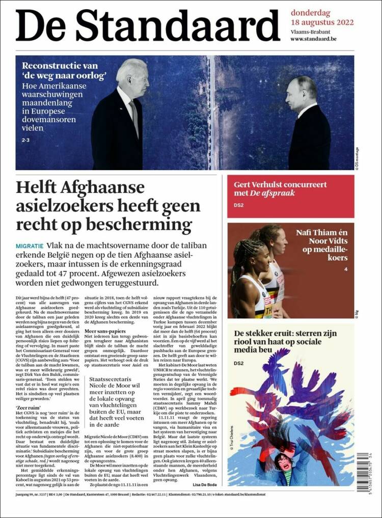Portada de De Standaard (B&eacute;lgica)