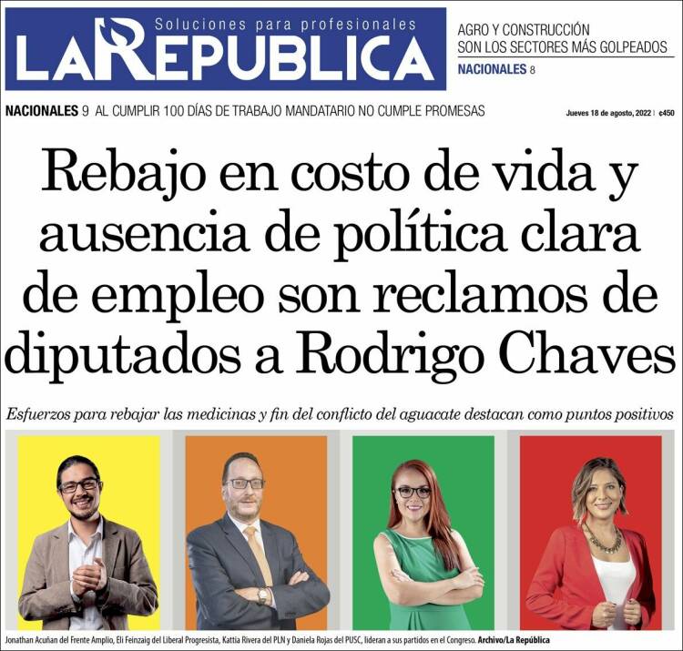 Portada de La República (Costa Rica)