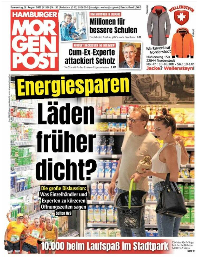 Portada de Hamburger Morgenpost  (Alemania)