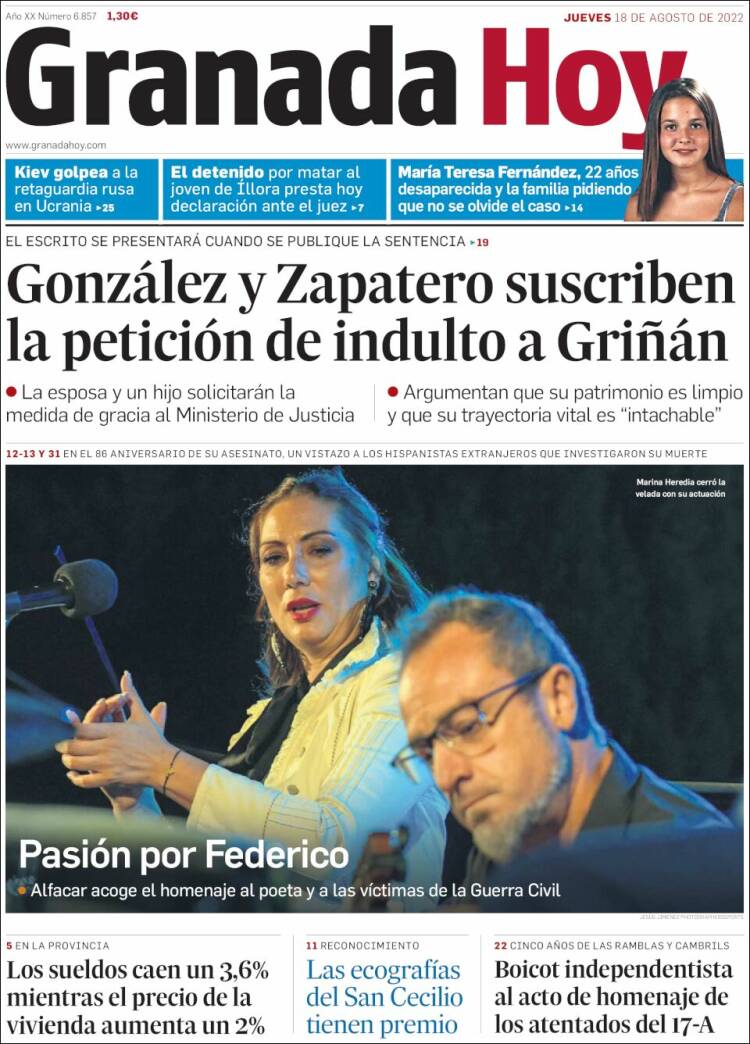Portada de Granada Hoy (Espa&ntilde;a)
