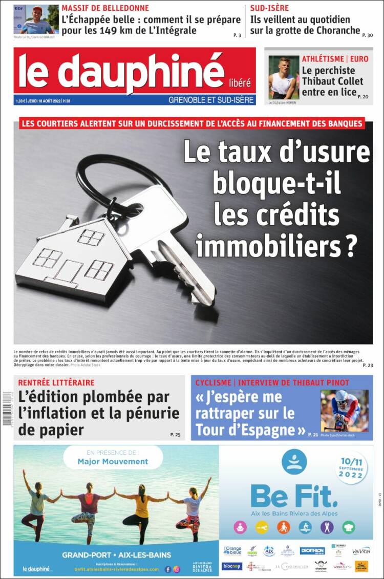 Portada de Le Dauphiné Libéré (Francia)