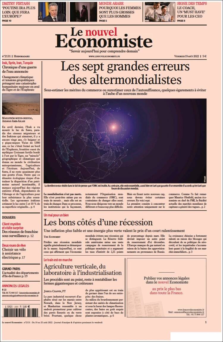 Portada de Le nouvel Economiste (Francia)